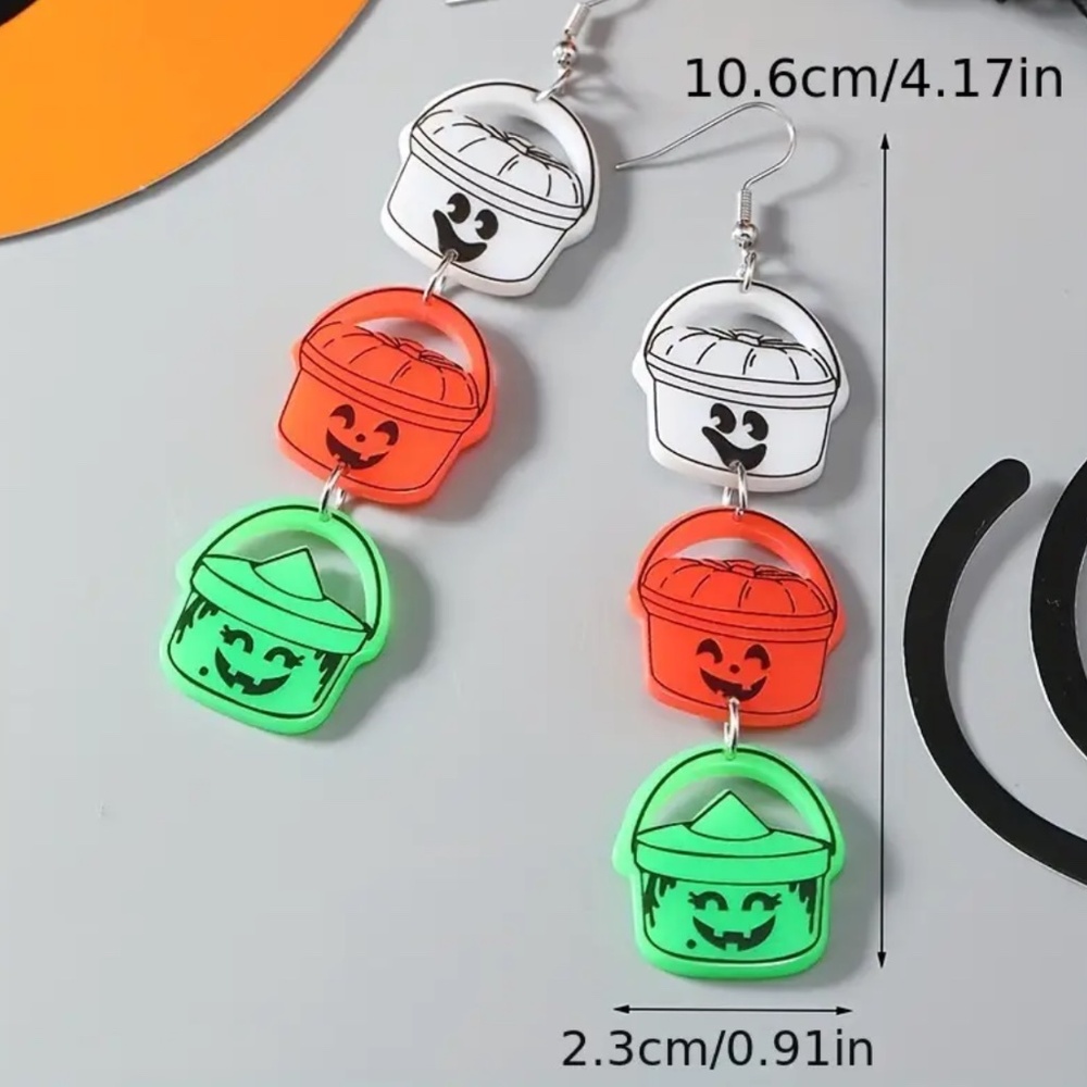NEW! Vintage McDonald’s Halloween Happy Meal Trick or Treat Bucket Earrings! - Picture 4 of 4